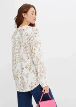 bonprix Bekleidung·Jacken & Mäntel|Nachhaltigere Materialien^Bluse aus reiner Viskose wollweiß geblümt