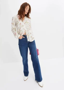 bonprix Bekleidung·Jacken & Mäntel|Nachhaltigere Materialien^Bluse aus reiner Viskose wollweiß geblümt