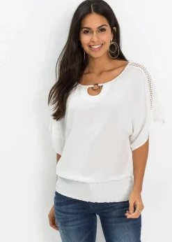 bonprix Blusen & Tuniken|Nachhaltigere Materialien^Bluse aus reiner Viskose wollweiß