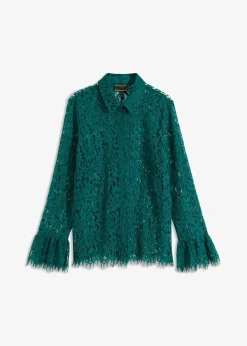 bonprix Blusen & Tuniken|Bekleidung·Jacken & Mäntel^Bluse aus Spitze brillantgrün