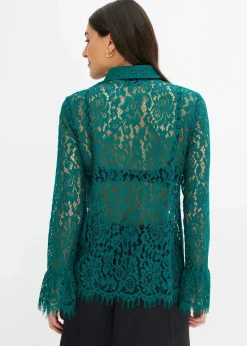 bonprix Blusen & Tuniken|Bekleidung·Jacken & Mäntel^Bluse aus Spitze brillantgrün