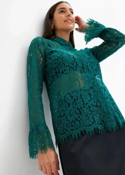 bonprix Blusen & Tuniken|Bekleidung·Jacken & Mäntel^Bluse aus Spitze brillantgrün