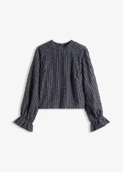 bonprix Bekleidung·Jacken & Mäntel|Blusen & Tuniken^Bluse aus strukturiertem Material nachtblau