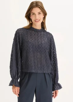 bonprix Bekleidung·Jacken & Mäntel|Blusen & Tuniken^Bluse aus strukturiertem Material nachtblau