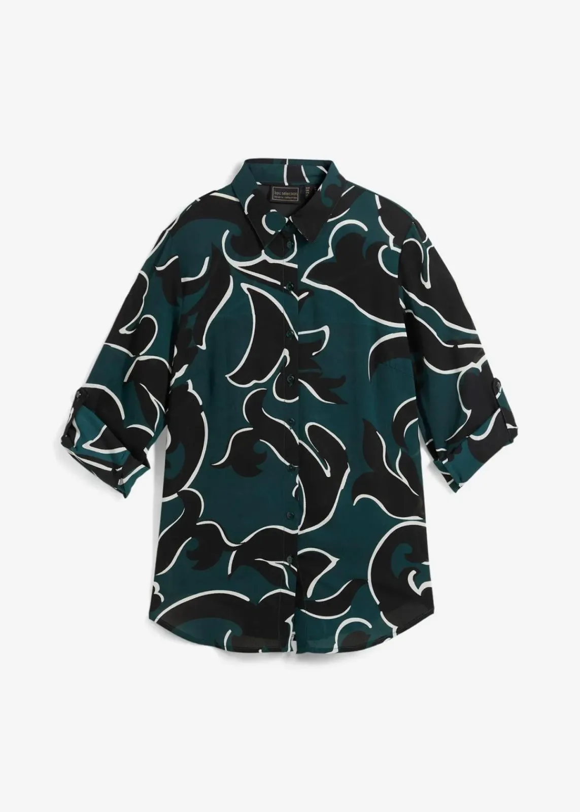 bonprix Blusen & Tuniken|Bekleidung·Jacken & Mäntel^Bluse bedruckt tiefgrün/schwarz bedruckt