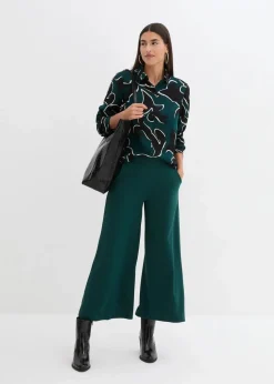 bonprix Blusen & Tuniken|Bekleidung·Jacken & Mäntel^Bluse bedruckt tiefgrün/schwarz bedruckt