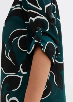 bonprix Blusen & Tuniken|Bekleidung·Jacken & Mäntel^Bluse bedruckt tiefgrün/schwarz bedruckt