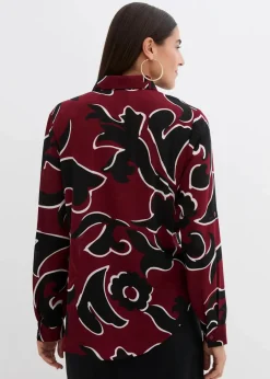 bonprix Bekleidung·Jacken & Mäntel|Blusen & Tuniken^Bluse bedruckt kastanienrot/schwarz bedruckt