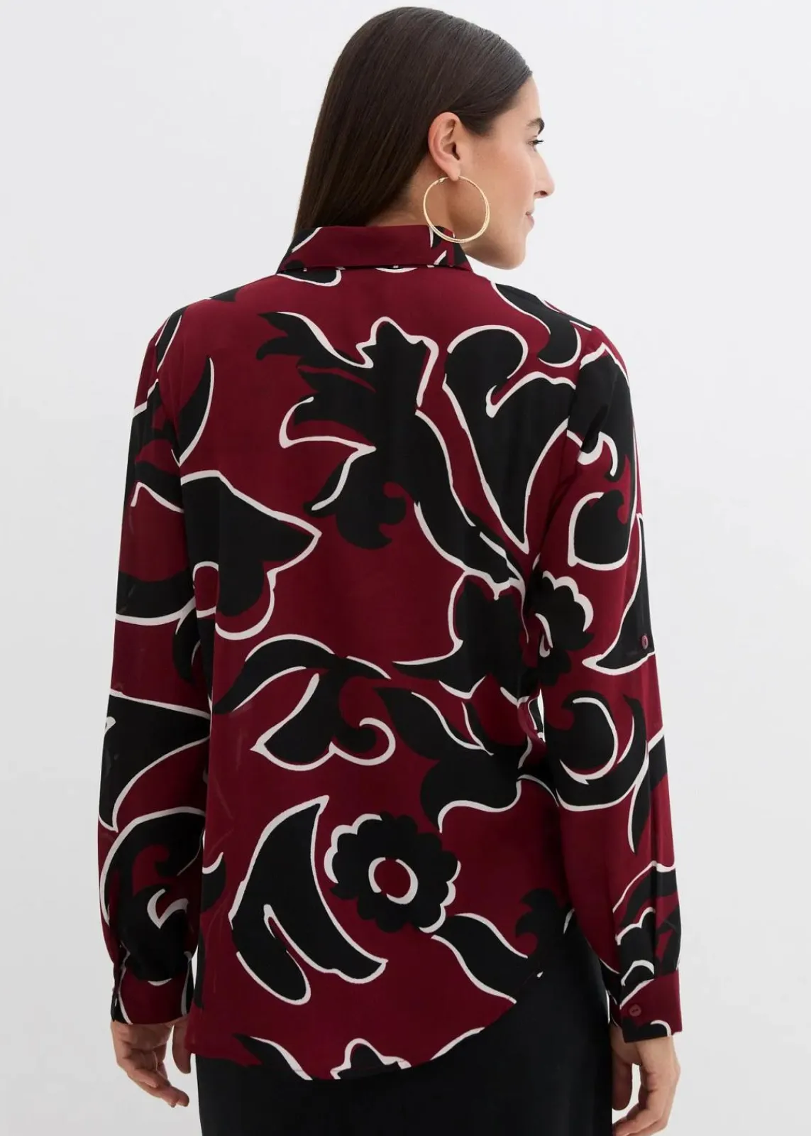 bonprix Bekleidung·Jacken & Mäntel|Blusen & Tuniken^Bluse bedruckt kastanienrot/schwarz bedruckt