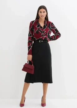 bonprix Bekleidung·Jacken & Mäntel|Blusen & Tuniken^Bluse bedruckt kastanienrot/schwarz bedruckt