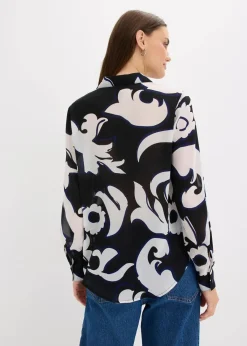 bonprix Blusen & Tuniken|Bekleidung·Jacken & Mäntel^Bluse bedruckt schwarz/weiß bedruckt
