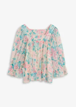 bonprix Bekleidung·Jacken & Mäntel|Blusen & Tuniken^Bluse mit Ballonsaum beige geblümt