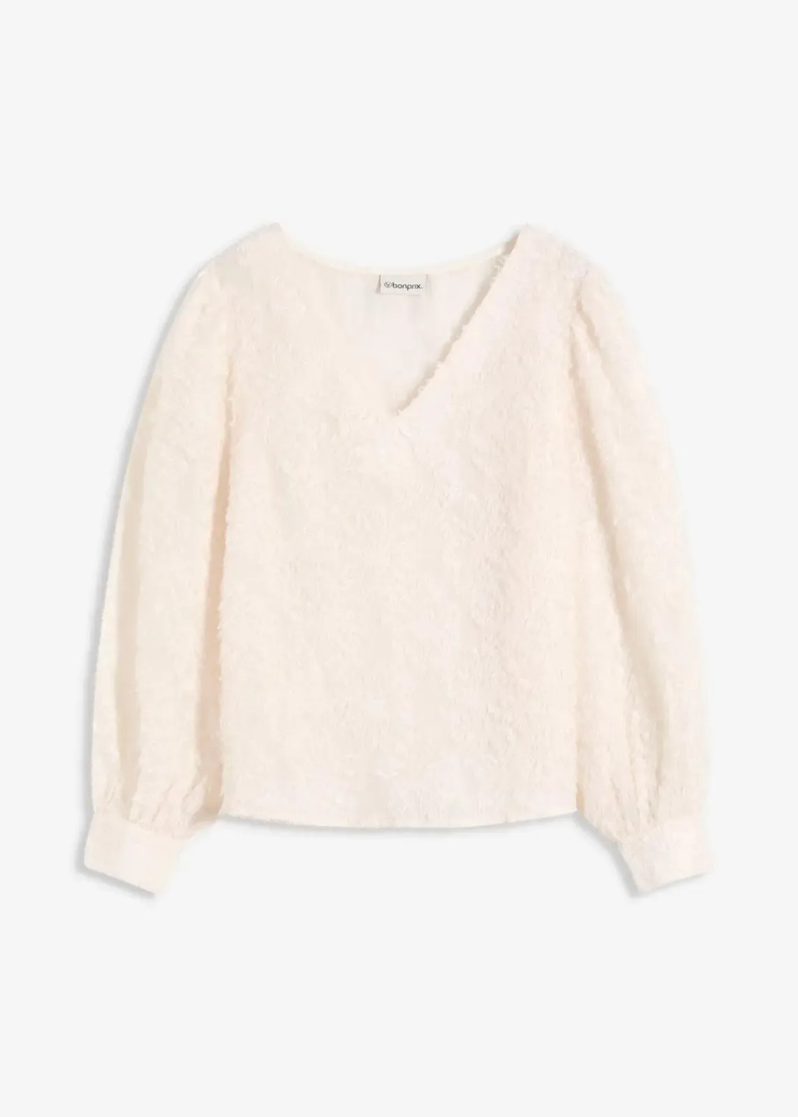 bonprix Blusen & Tuniken^Bluse mit floralem Strukturmuster creme