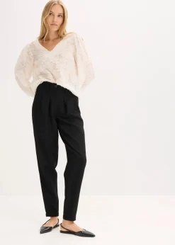 bonprix Blusen & Tuniken^Bluse mit floralem Strukturmuster creme