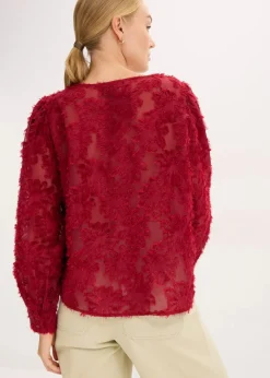 bonprix Blusen & Tuniken^Bluse mit floralem Strukturmuster pflaumenrot