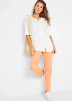 bonprix Bekleidung·Jacken & Mäntel|Blusen & Tuniken^Bluse mit Leinen, 3/4 Arm weiß