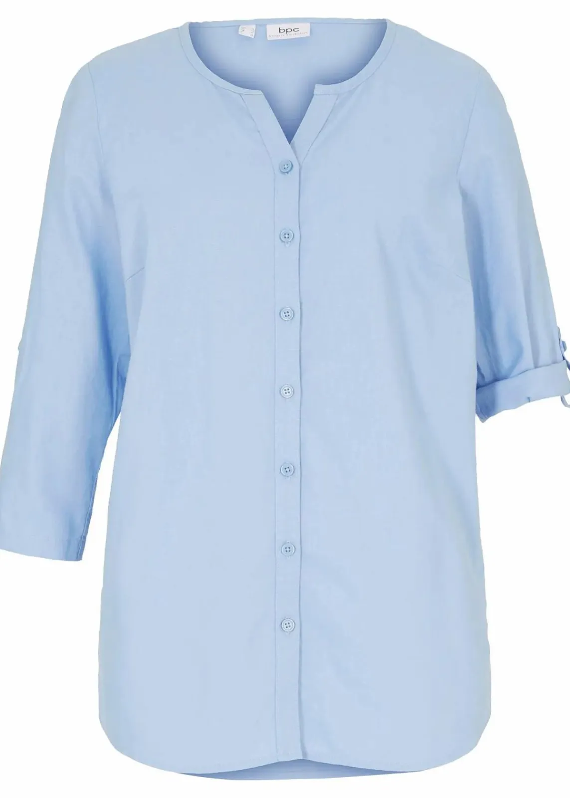 bonprix Blusen & Tuniken|Bekleidung·Jacken & Mäntel^Bluse mit Leinen, 3/4 Arm perlblau