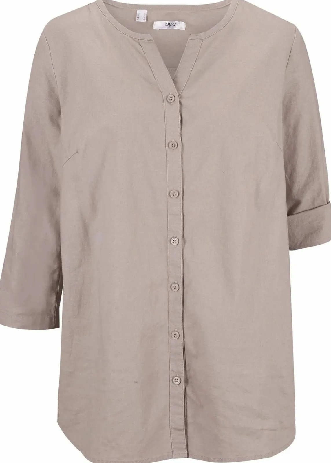 bonprix Blusen & Tuniken|Bekleidung·Jacken & Mäntel^Bluse mit Leinen, 3/4 Arm naturstein