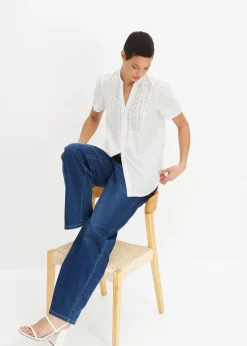 bonprix Blusen & Tuniken^Bluse mit Lochstickerei weiß
