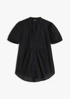 bonprix Blusen & Tuniken^Bluse mit Lochstickerei schwarz