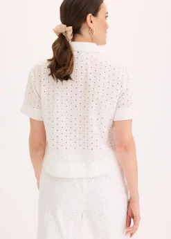 bonprix Bekleidung·Jacken & Mäntel|Blusen & Tuniken^Bluse mit Lochstickerei wollweiß
