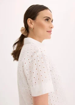 bonprix Bekleidung·Jacken & Mäntel|Blusen & Tuniken^Bluse mit Lochstickerei wollweiß