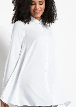 bonprix Nachhaltigere Materialien|Blusen & Tuniken^Bluse mit Perlenknopfleiste weiß