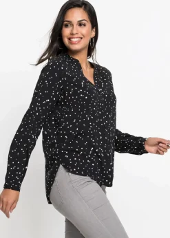 bonprix Bekleidung·Jacken & Mäntel|Blusen & Tuniken^Bluse mit Pünktchen schwarz gepunktet