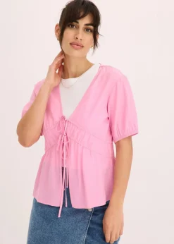 bonprix Bekleidung·Jacken & Mäntel|Blusen & Tuniken^Bluse mit Schleifen rosa