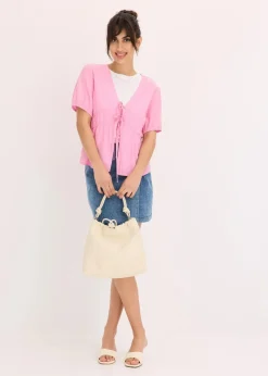 bonprix Bekleidung·Jacken & Mäntel|Blusen & Tuniken^Bluse mit Schleifen rosa