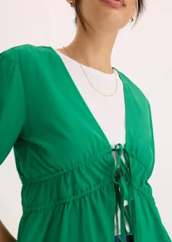 bonprix Blusen & Tuniken|Bekleidung·Jacken & Mäntel^Bluse mit Schleifen edelsteingrün