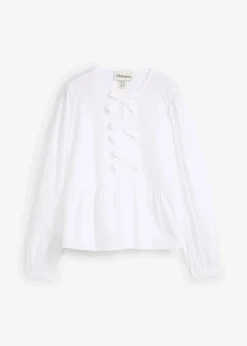bonprix Blusen & Tuniken|Bekleidung·Jacken & Mäntel^Bluse mit Schleifendetails weiß