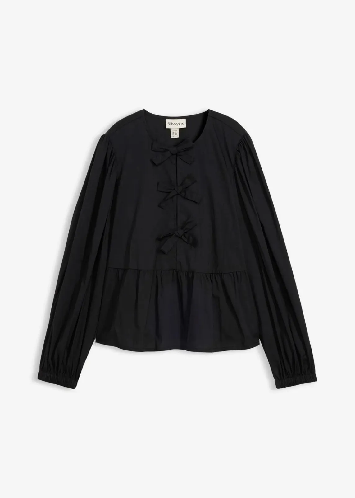 bonprix Bekleidung·Jacken & Mäntel|Blusen & Tuniken^Bluse mit Schleifendetails schwarz