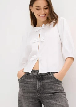 bonprix Blusen & Tuniken^Bluse mit Schleifendetail weiß