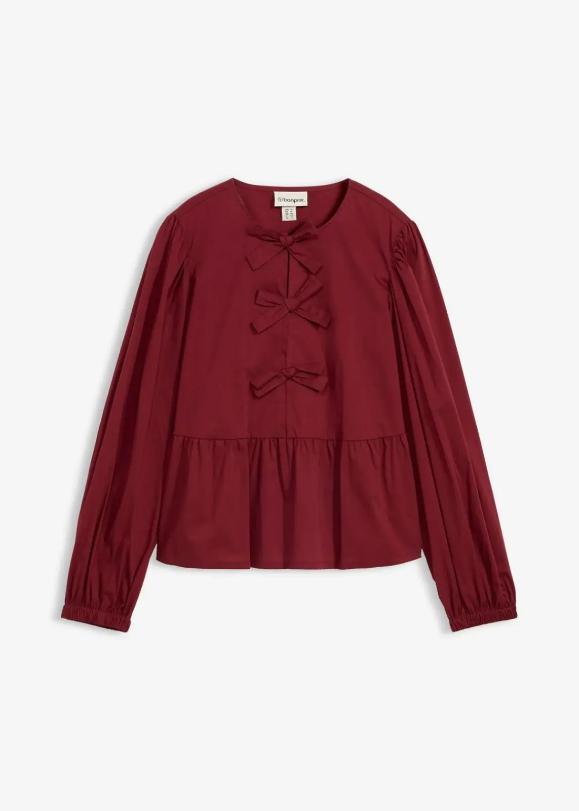 bonprix Blusen & Tuniken|Bekleidung·Jacken & Mäntel^Bluse mit Schleifendetails rubinrot