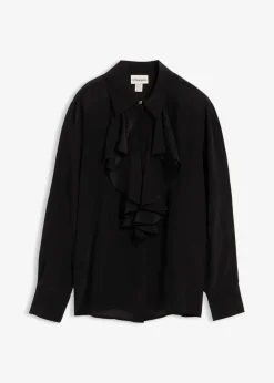 bonprix Blusen & Tuniken|Premium^Bluse mit Seide schwarz