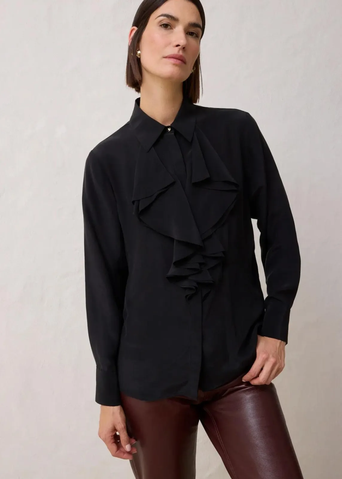 bonprix Blusen & Tuniken|Premium^Bluse mit Seide schwarz