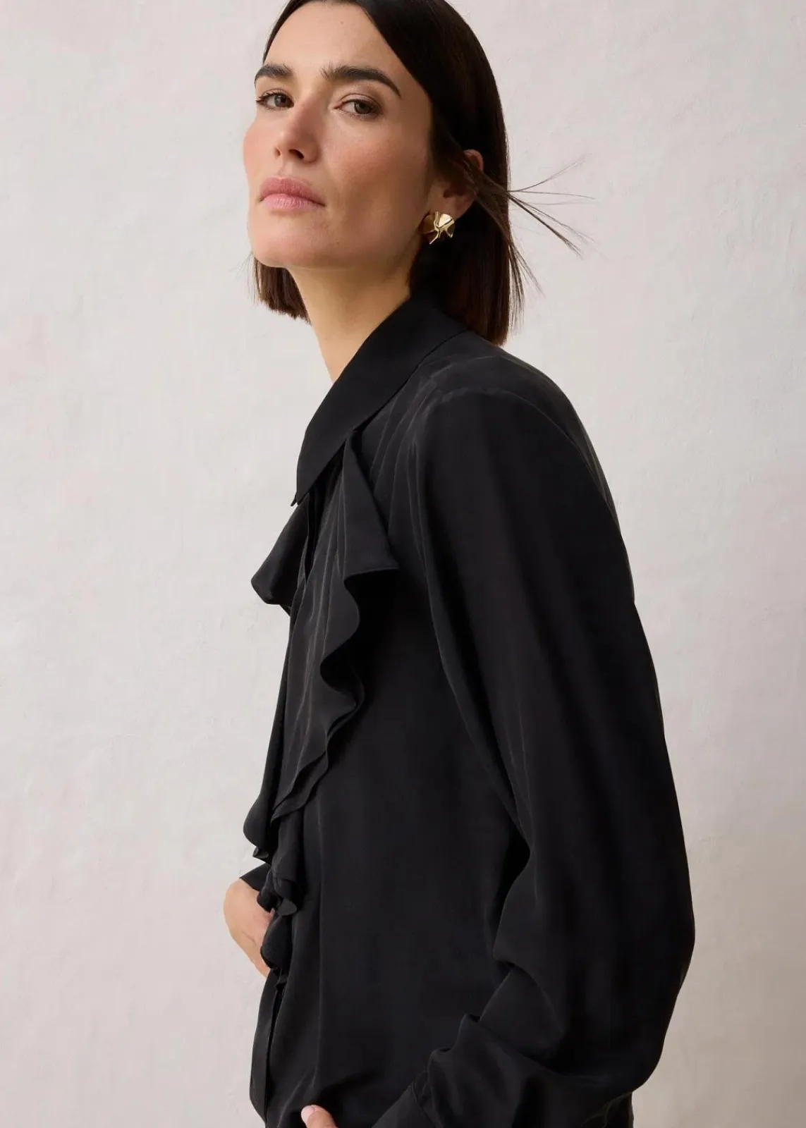 bonprix Blusen & Tuniken|Premium^Bluse mit Seide schwarz