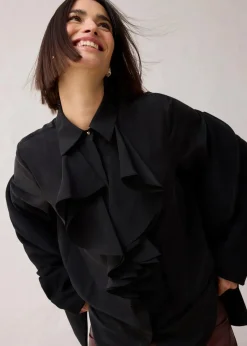 bonprix Blusen & Tuniken|Premium^Bluse mit Seide schwarz