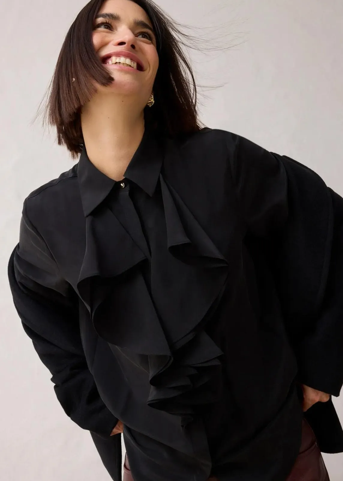 bonprix Blusen & Tuniken|Premium^Bluse mit Seide schwarz