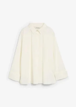 bonprix Bekleidung·Jacken & Mäntel|Blusen & Tuniken^Bluse mit Seidenanteil wollweiß