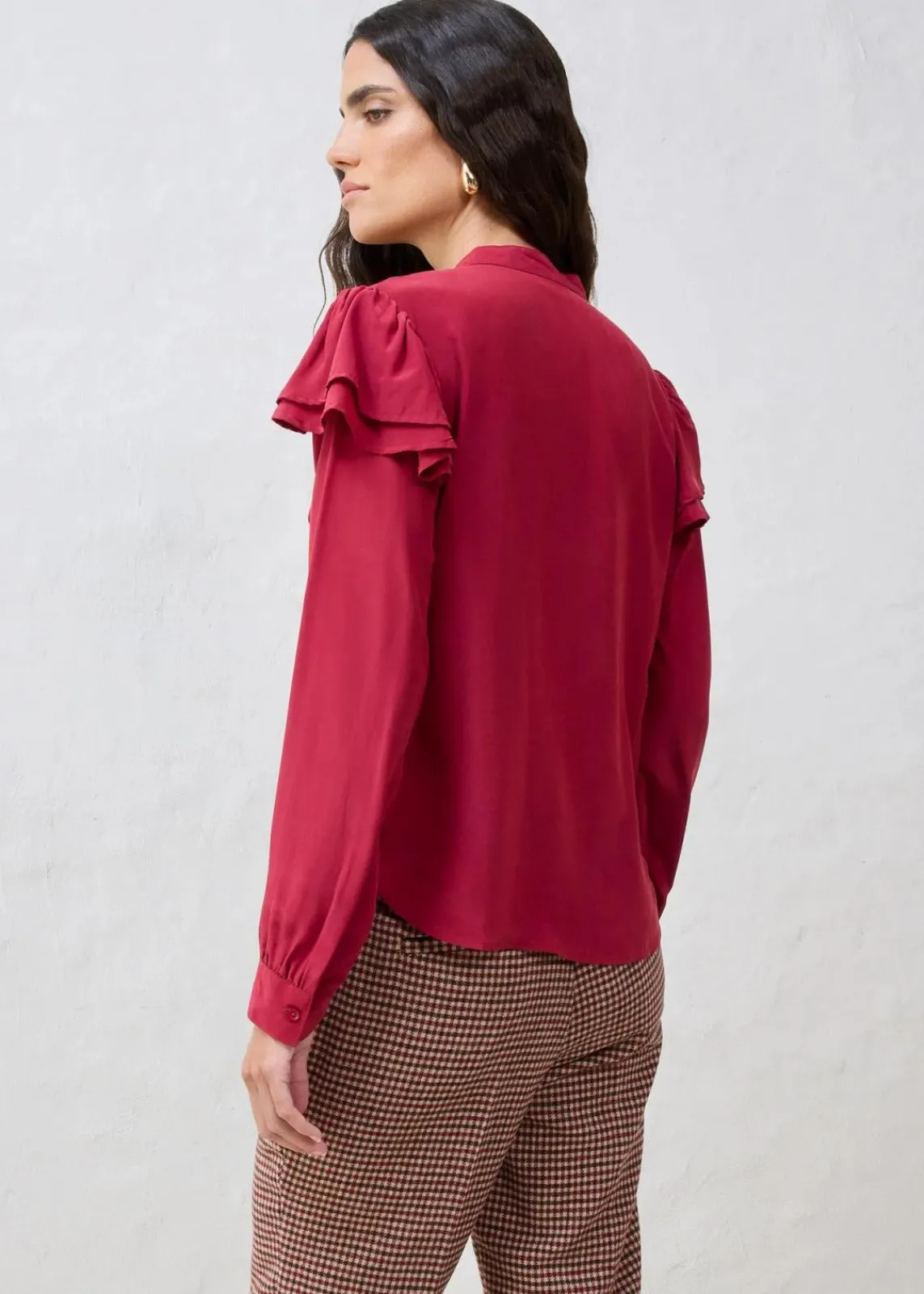 bonprix Blusen & Tuniken|Bekleidung·Jacken & Mäntel^Bluse mit Seidenanteil pflaumenrot