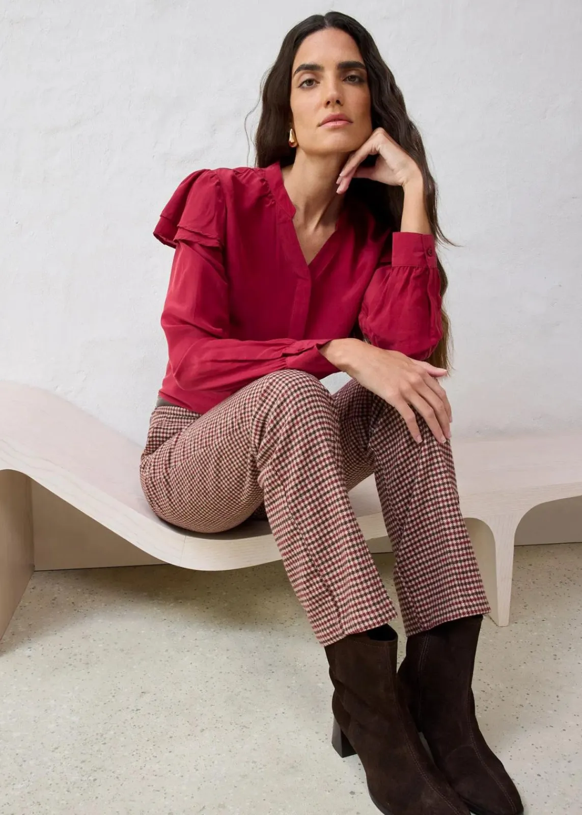 bonprix Blusen & Tuniken|Bekleidung·Jacken & Mäntel^Bluse mit Seidenanteil pflaumenrot