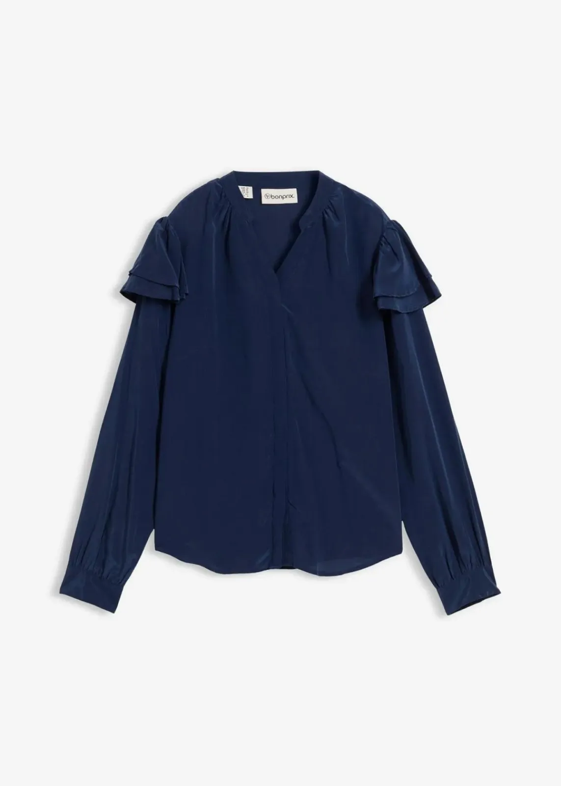 bonprix Bekleidung·Jacken & Mäntel|Blusen & Tuniken^Bluse mit Seidenanteil dunkelblau