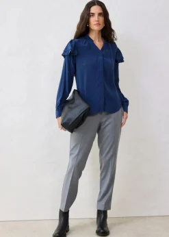 bonprix Bekleidung·Jacken & Mäntel|Blusen & Tuniken^Bluse mit Seidenanteil dunkelblau