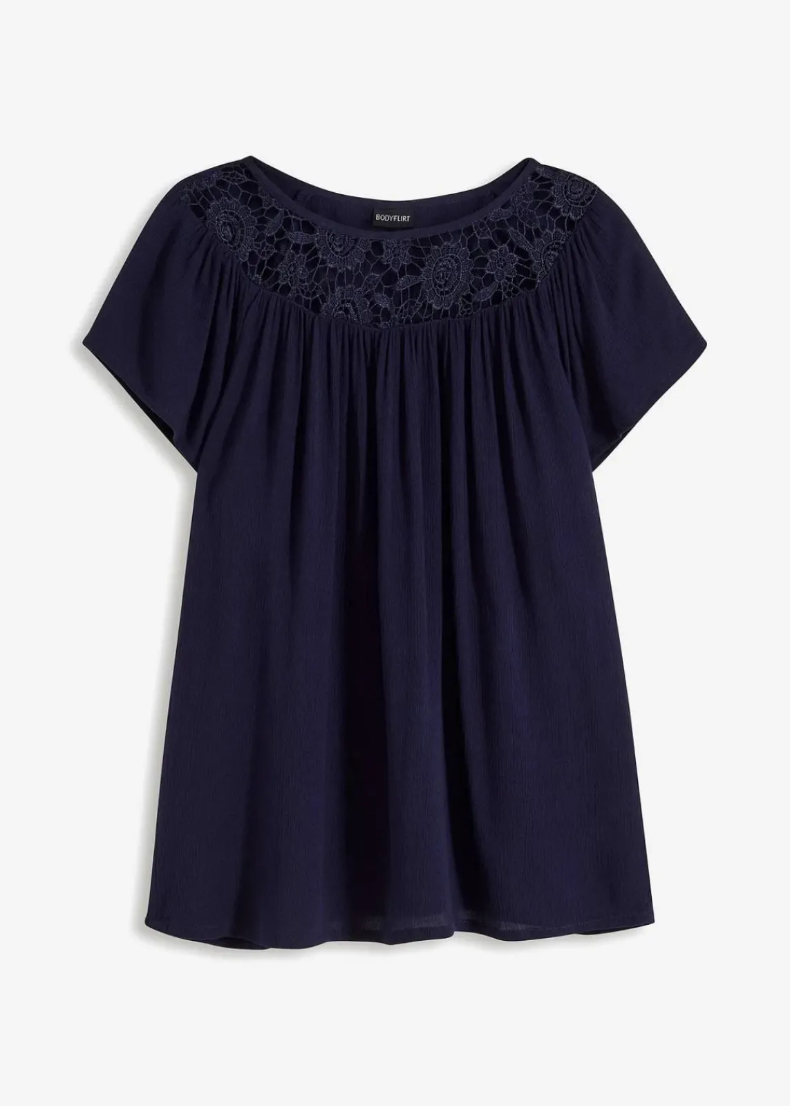 bonprix Nachhaltigere Materialien|Blusen & Tuniken^Bluse mit Spitze dunkelblau