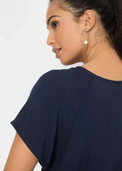 bonprix Nachhaltigere Materialien|Blusen & Tuniken^Bluse mit Spitze dunkelblau