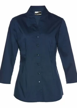 bonprix Blusen & Tuniken|Bekleidung·Jacken & Mäntel^Bluse mit Stehkragen dunkelblau
