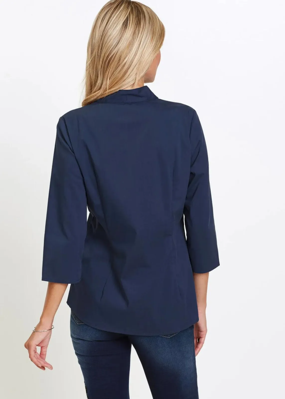 bonprix Blusen & Tuniken|Bekleidung·Jacken & Mäntel^Bluse mit Stehkragen dunkelblau