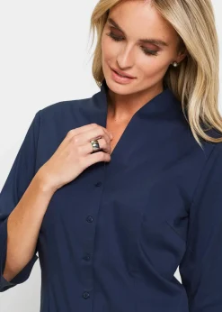 bonprix Blusen & Tuniken|Bekleidung·Jacken & Mäntel^Bluse mit Stehkragen dunkelblau